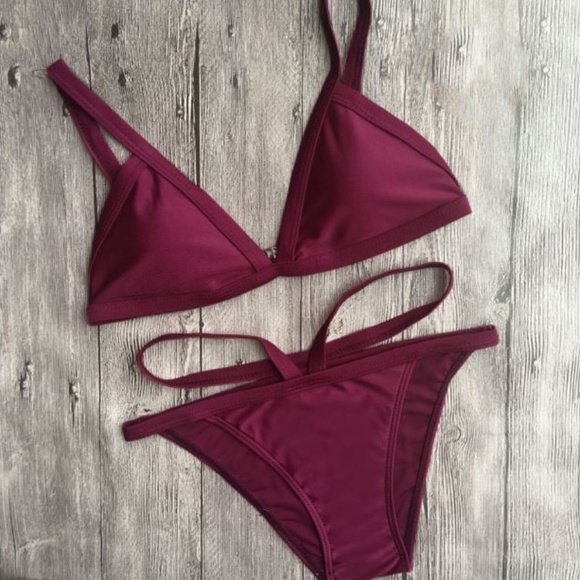 Restocked  Bandage Triangle BikiniSet Wine - Picture 2 of 2